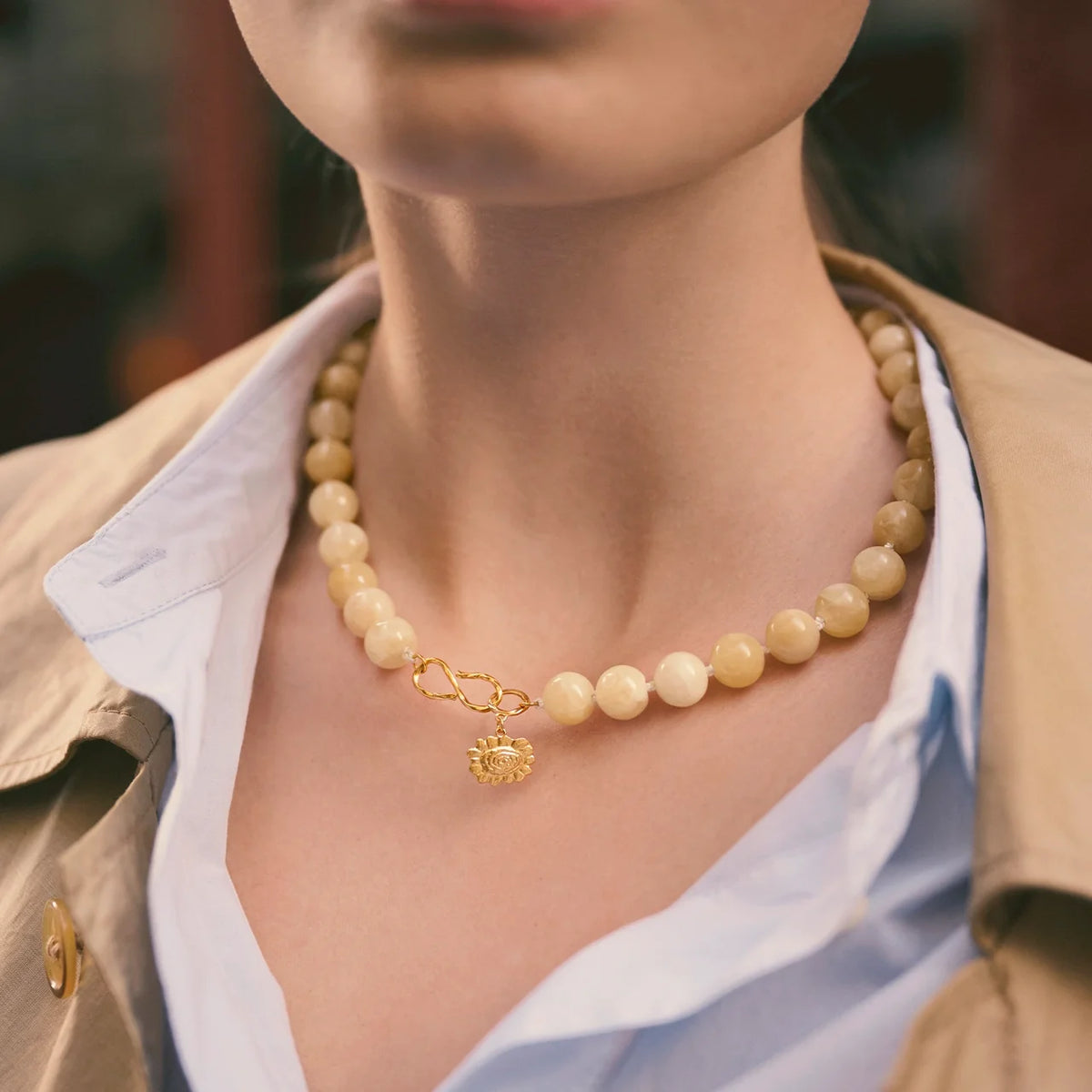 Maanesten Maude Gold-Plated Necklace with Yellow Calcite – 2855A