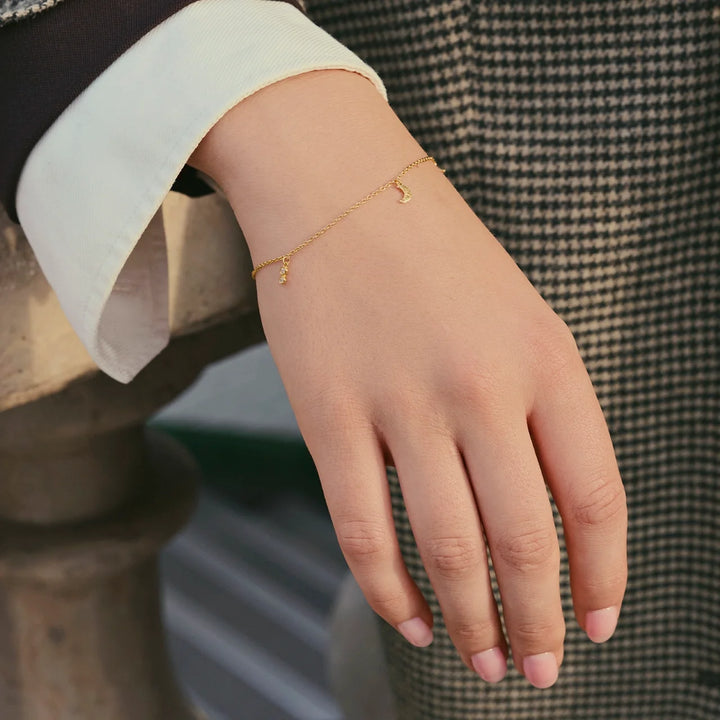 Maanesten Melia Gold-Plated Bracelet with White Zirconia 