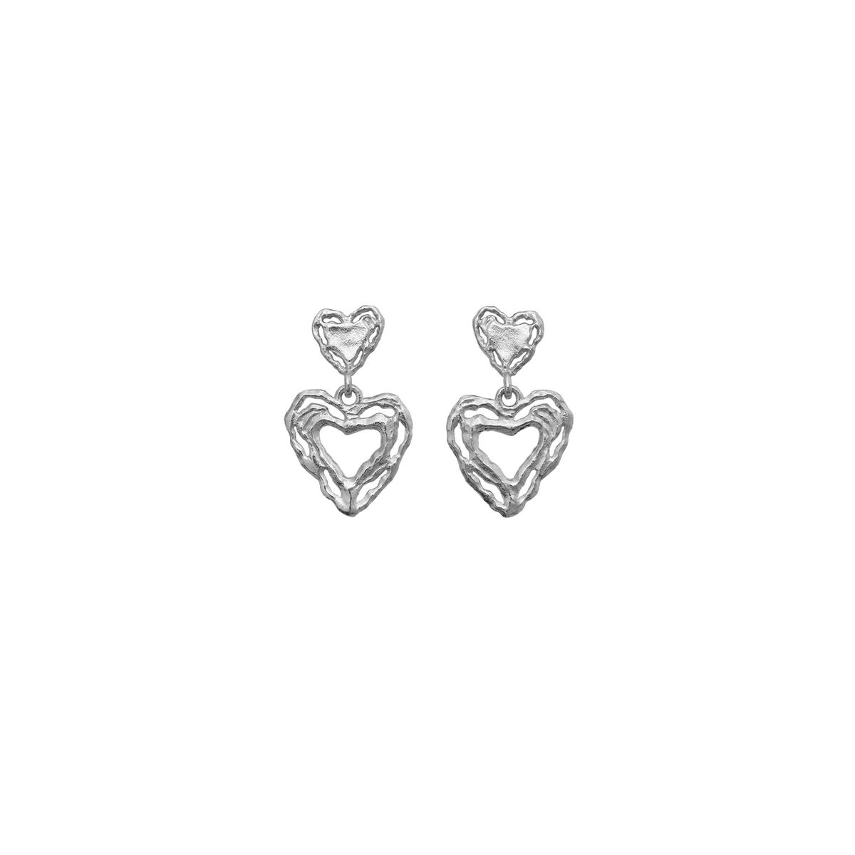 Maanesten Martha Silver Heart Hoop Earrings 