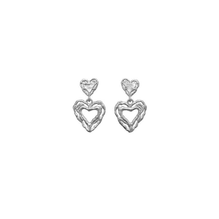 Maanesten Martha Silver Heart Hoop Earrings 