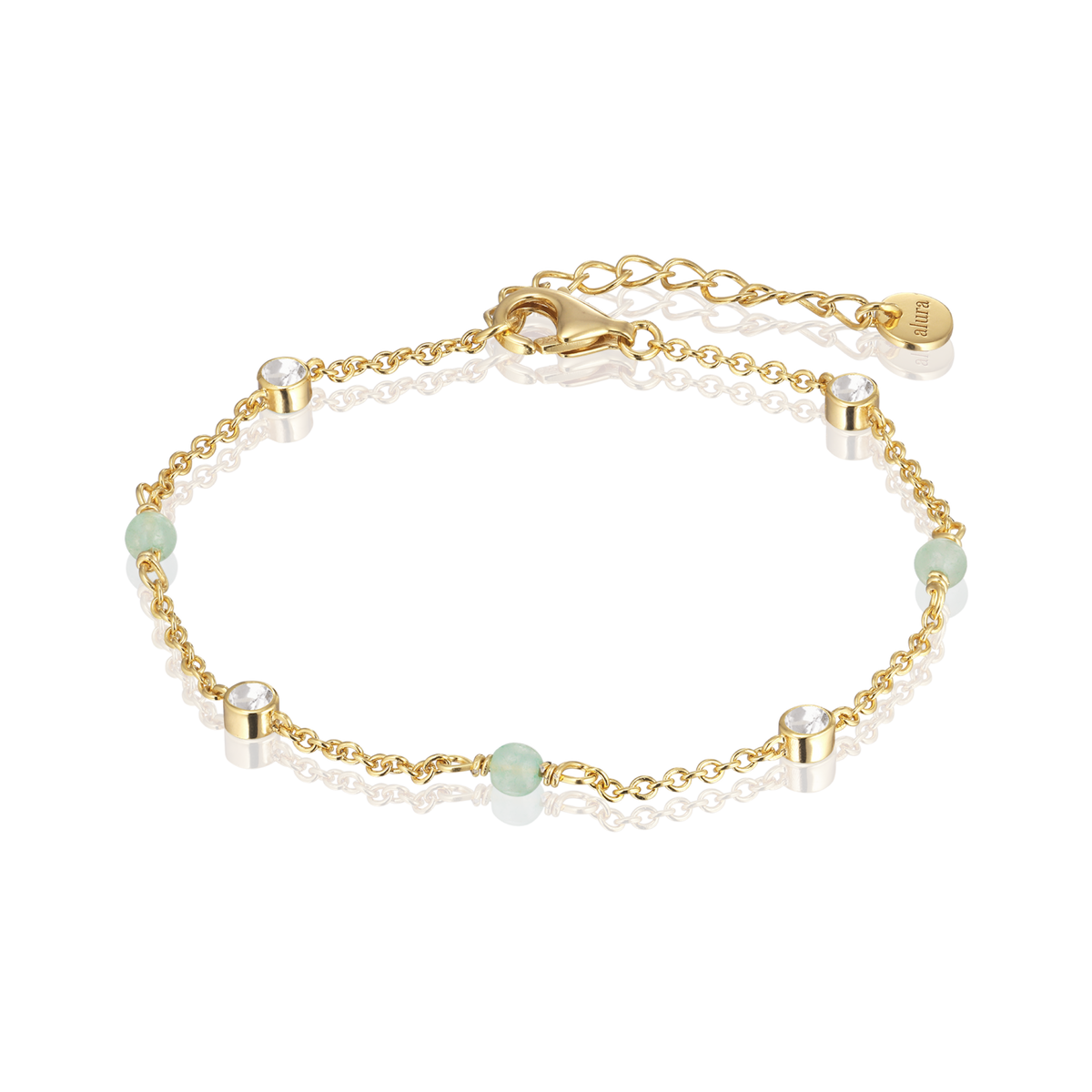 Alura Ocean Gold-plated Bracelet with Aventurine and Zirconia – MB0508-1