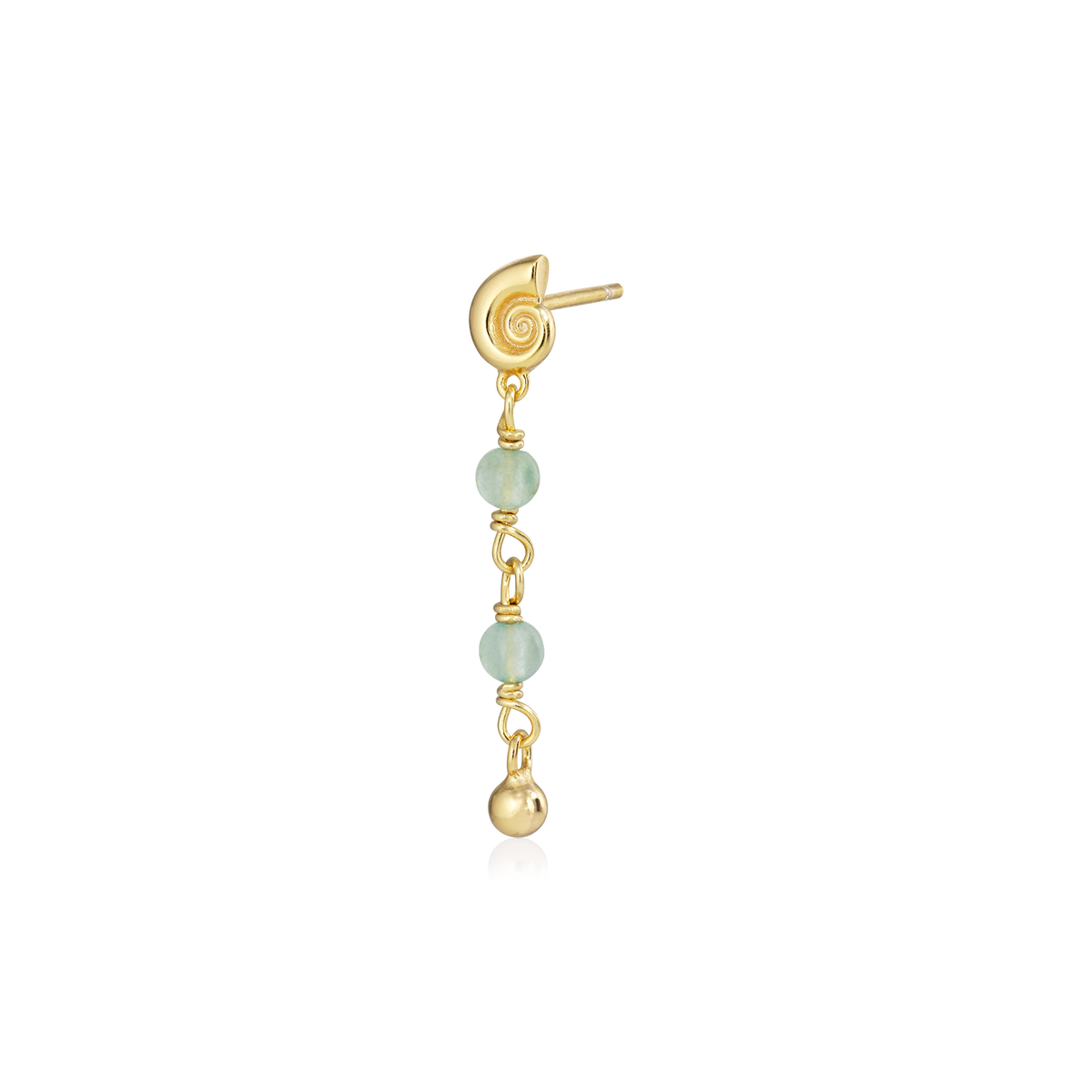 Alura Copenhagen Ocean Single Earring – Gold-Plated Earring with Aventurine 