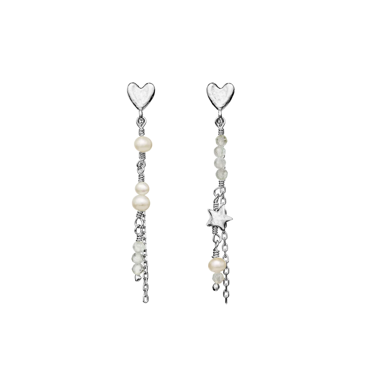Maanesten Silma Silver Earrings with Moonstone & Pearls 