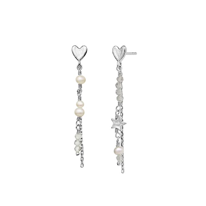 Maanesten Silma Silver Earrings with Moonstone & Pearls 