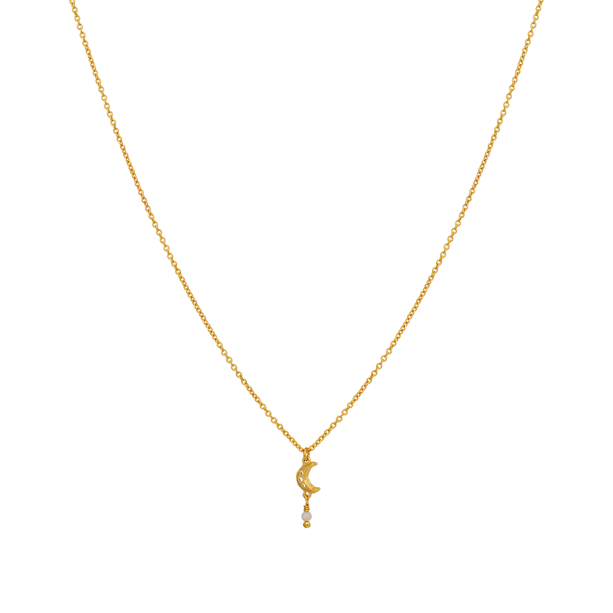 Maanesten Siva Gold-Plated Necklace with Moon & Opal 