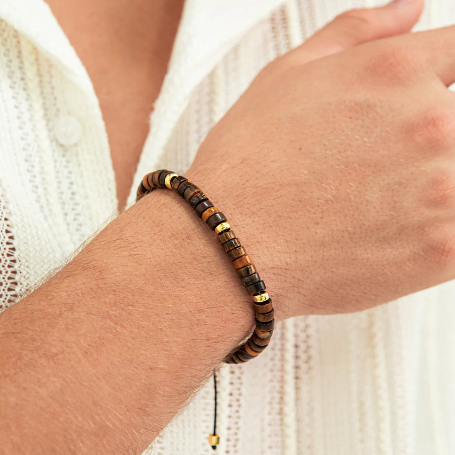 Alexander Lynggaard Bracelet Tiger Eye Heishi Braided 6mm