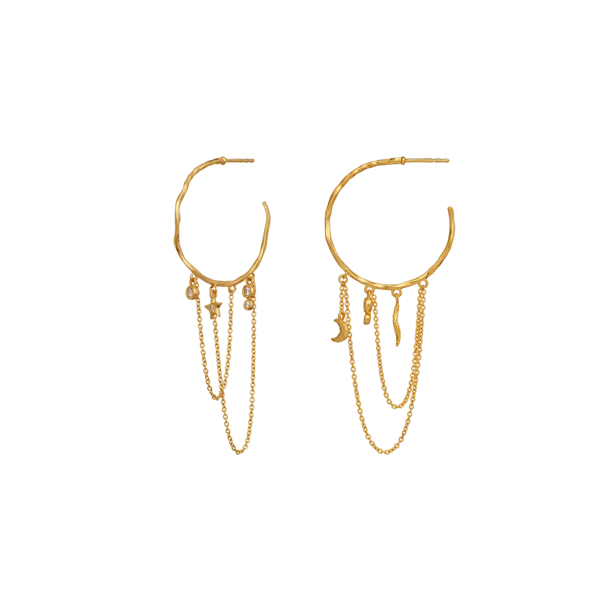 Maanesten Wilma Gold-plated Earrings with Zirconia & Chains 