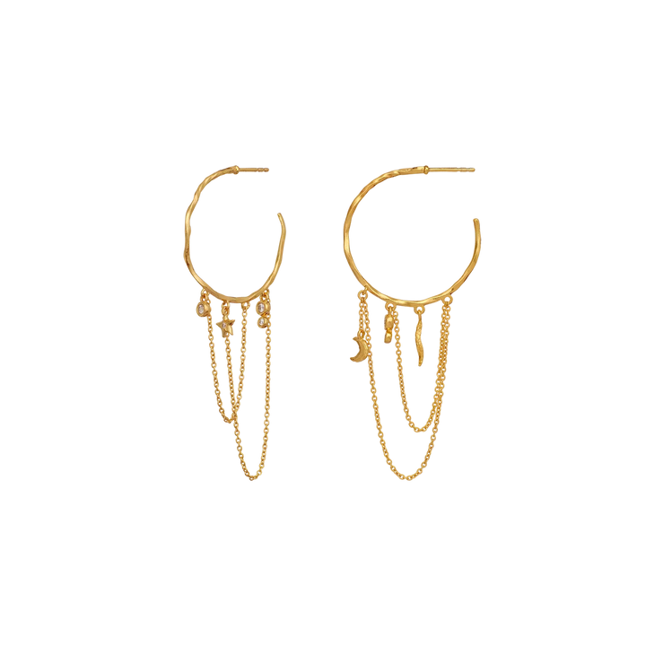 Maanesten Wilma Gold-plated Earrings with Zirconia & Chains 