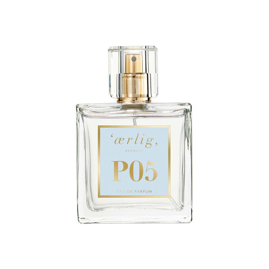 ærlig Eau de Perfume P05 100ml bottle with gold detail, elegant and stylish design. Model P05-1.