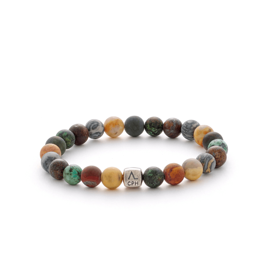Alexander Lynggaard Armband Marrakech 8mm shown with multicolored stone beads, detailed model. Model c10333-001-1