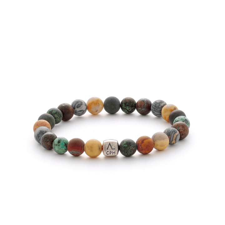 Alexander Lynggaard Armband Marrakech 8mm shown with multicolored stone beads, detailed model. Model c10333-001-1