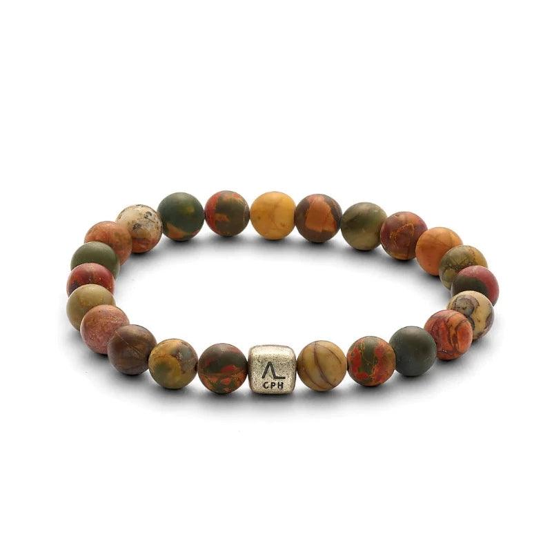 Alexander Lynggaard Bracelet Mauna Loa 8mm with colored natural stones on elastic cord, Model c00664-001-1.
