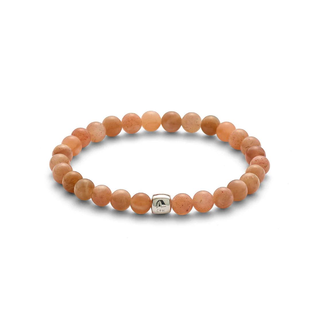 Alexander Lynggaard Bracelet Moonstone 6mm, bracelet with round orange moonstone and silver detail. Model c00532-001-1.