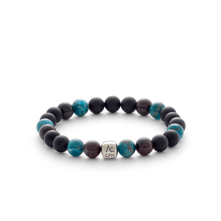 Alexander Lynggaard Bracelet Rome 8mm with blue and black pearls and silver detail, Model c10323-001-1.