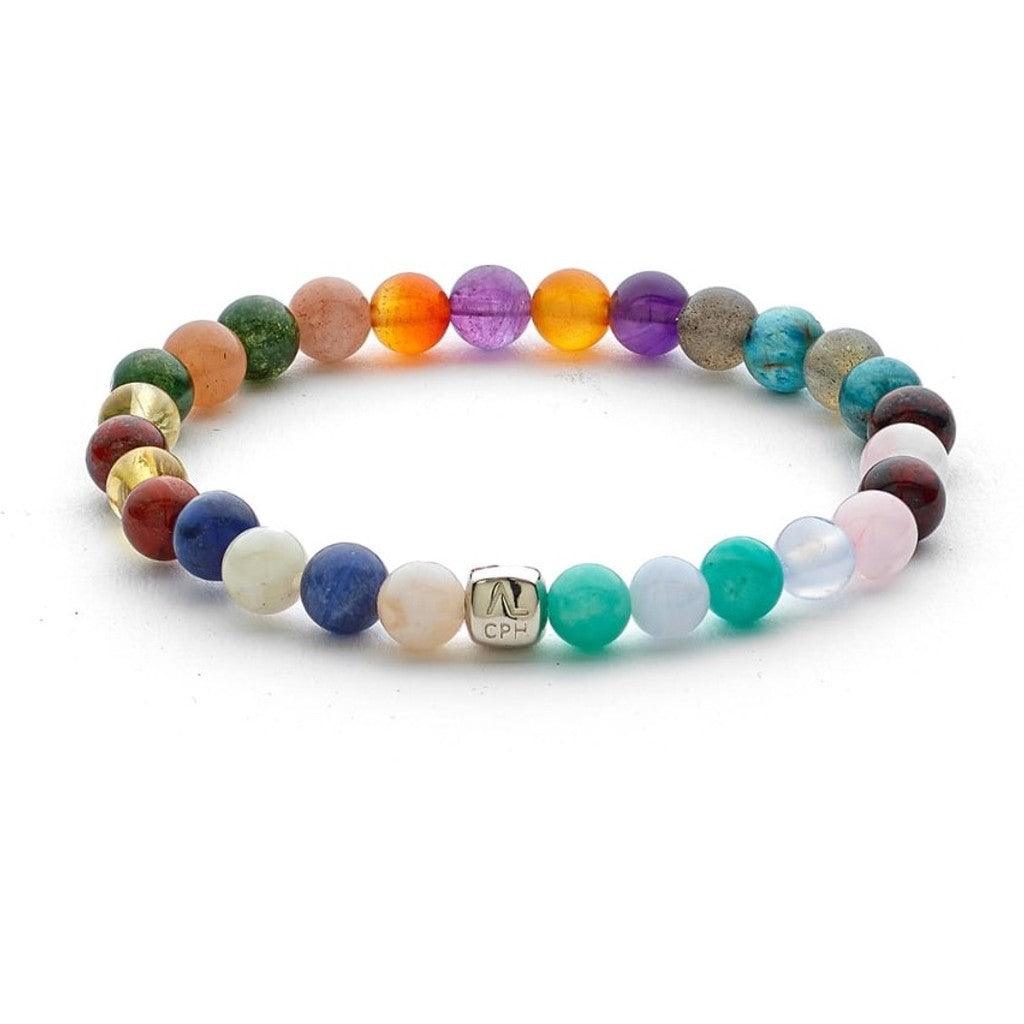 Alexander Lynggaard Bracelet Singapore 6mm with colored pearls and silver detail on a white background. Model c20342-001