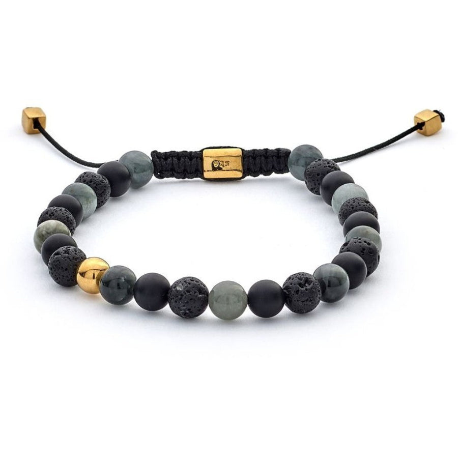 Alexander Lynggaard Armband Stockholm Braided 6mm with black, gray and gold beads in braided cord. Model B00132-1