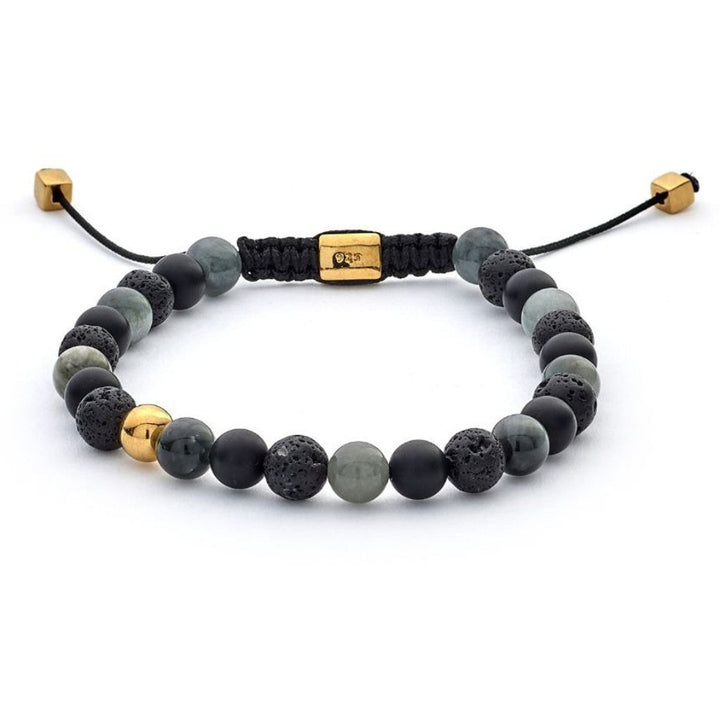 Alexander Lynggaard Armband Stockholm Braided 6mm with black, gray and gold beads in braided cord. Model B00132-1