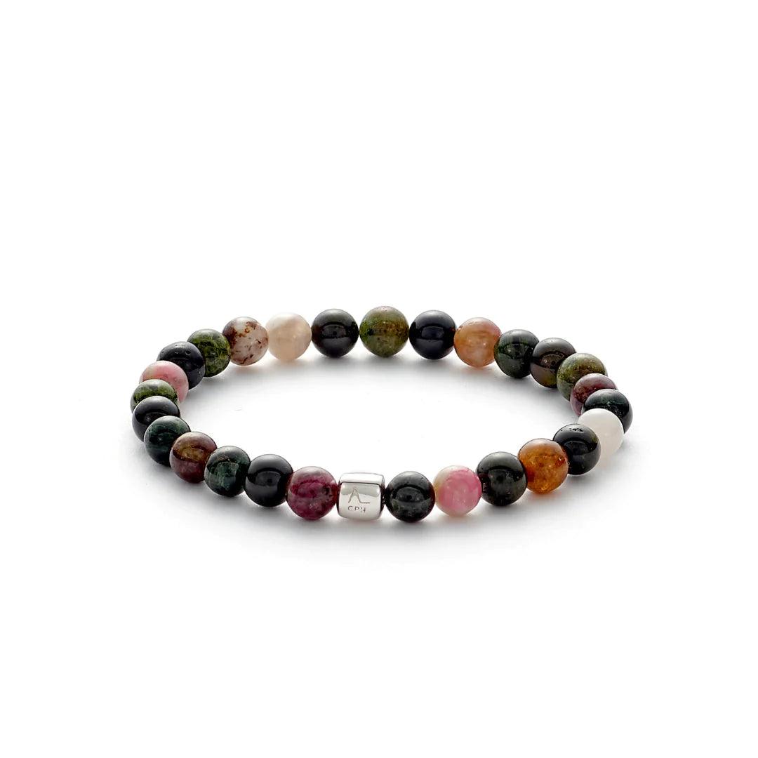 Alexander Lynggaard Bracelet Tourmaline 6mm in multicolored stone beads, elegant detail, Model C00902-001