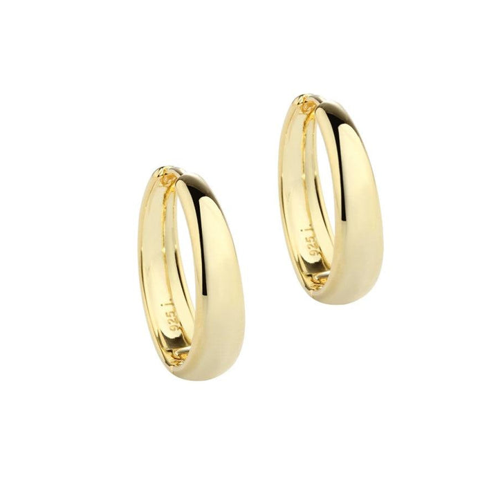 Aqua Dulce Big Emma Hoop silver-gilt, classic glossy gold-colored hoops in a rounded design. Model 5535-5535-1