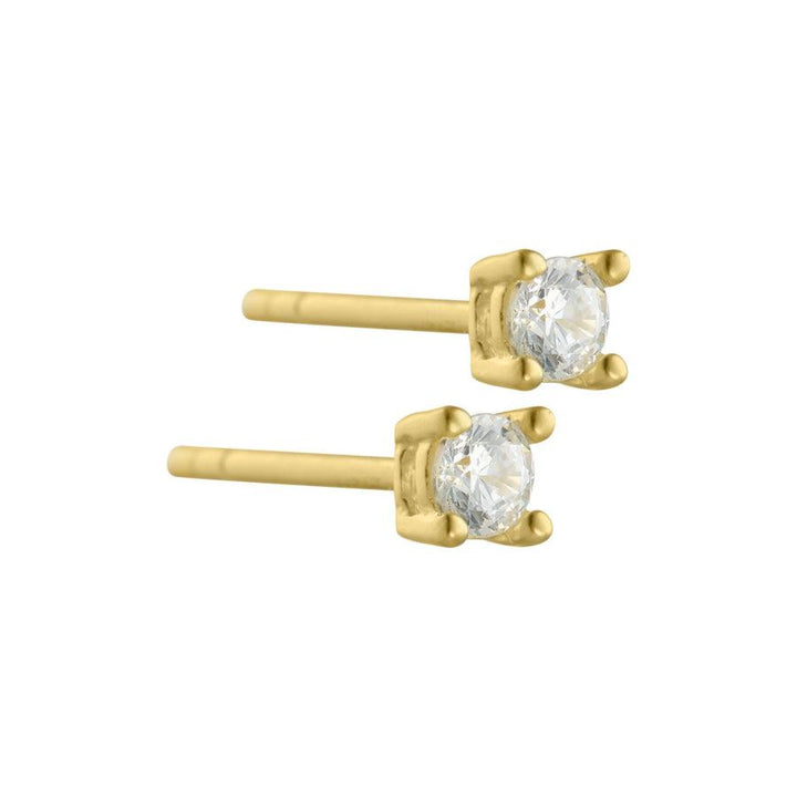 Aqua Dulce Big Kaya Stud Earrings in Gold Plated Silver with Clear Stones, Shown as Elegant Stud Earrings, Model 5380-5380-1