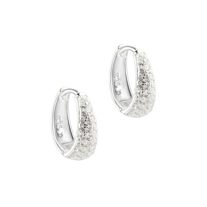 Aqua Dulce Darling Emma Small Hoop Silver, small hoops in silver with clear stones, model 5860-5860-1