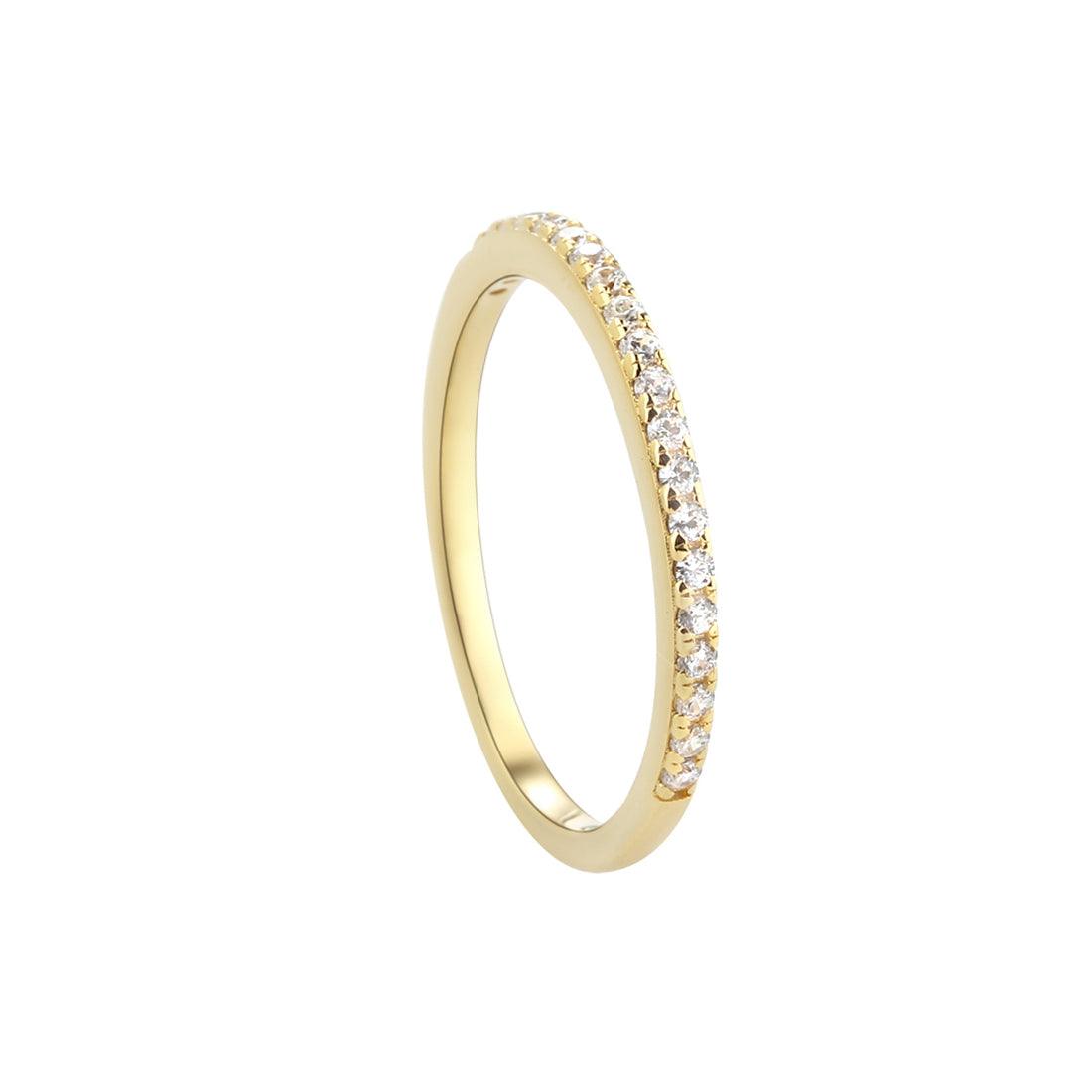 Aqua Dulce Darling Raya Ring Gold plated with slim white stones, gold colored and elegant. Model 5984-5984-001