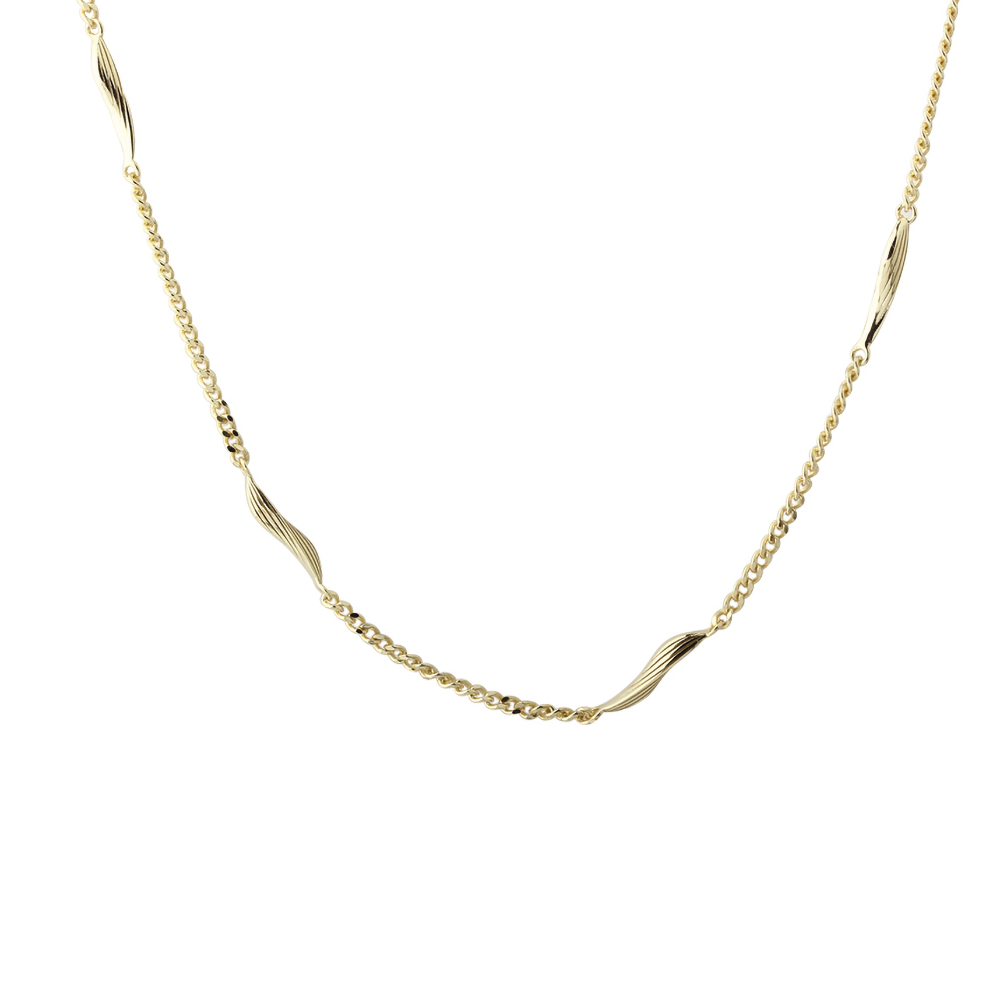 Aqua Dulce Elara necklace in gold-plated, elegant chain with wavy details, Model 6699-1.