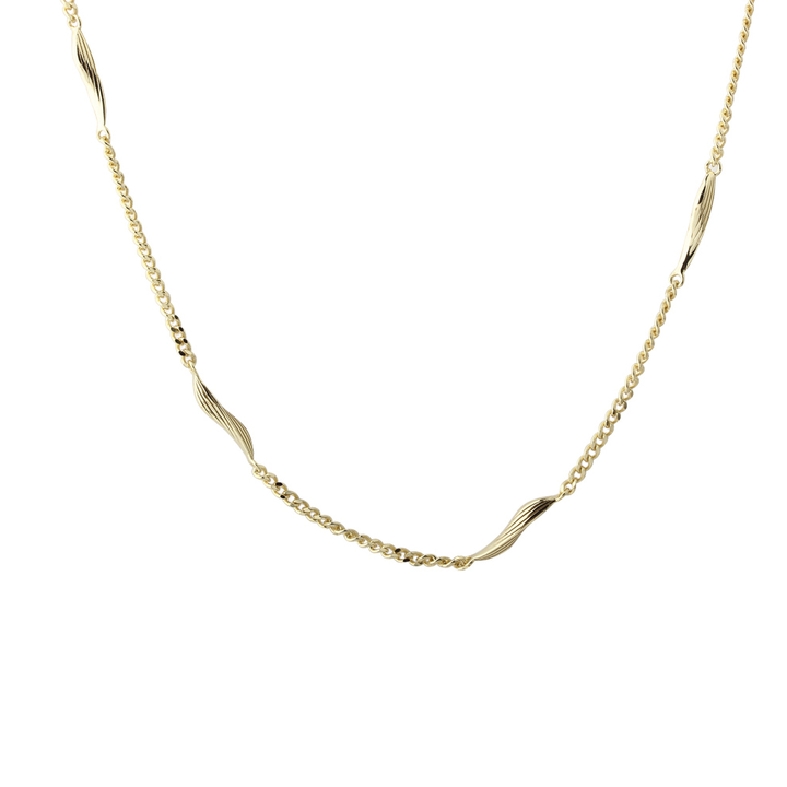 Aqua Dulce Elara necklace in gold-plated, elegant chain with wavy details, Model 6699-1.