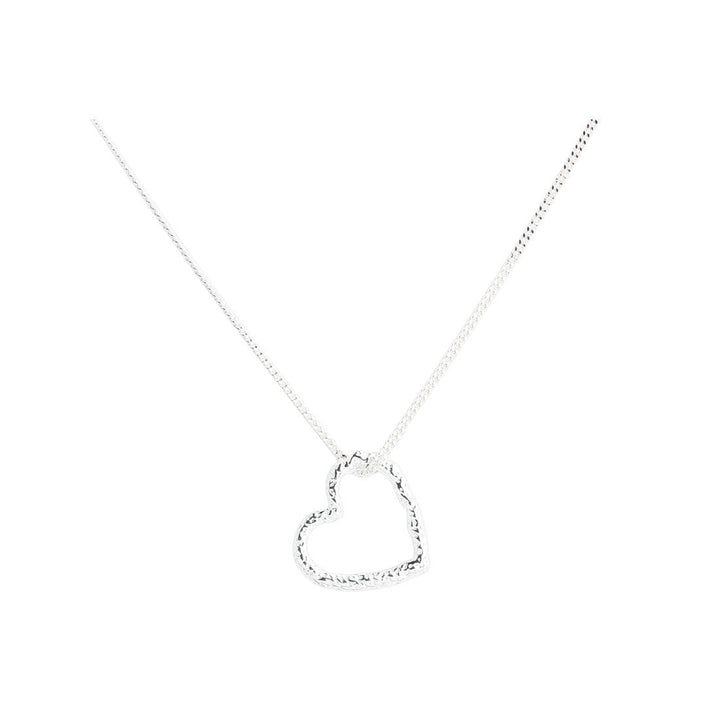 Aqua Dulce Love Me necklace in silver with open heart pendant on single chain, Model 6081-1.