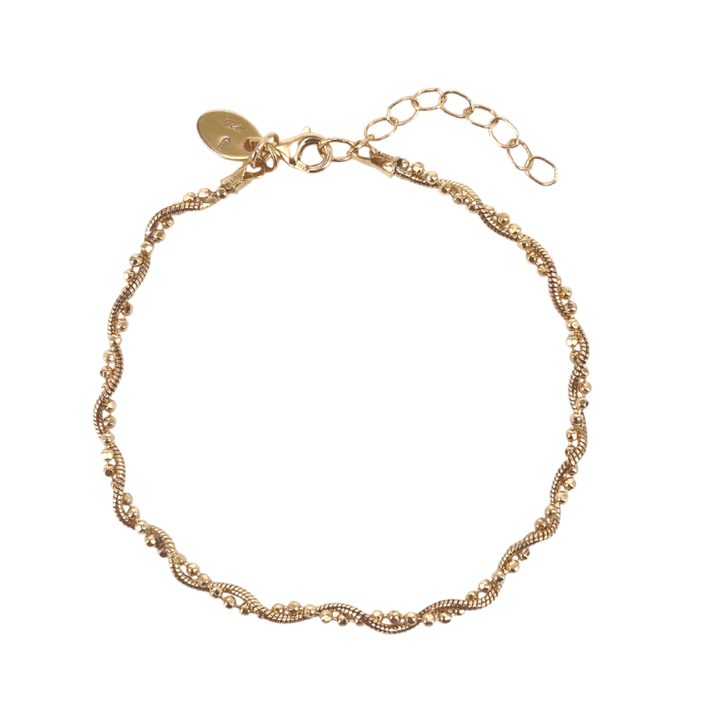 Aqua Dulce Mariana Bracelet gold-plated with twisted chain and small pearl details, Model 5742-1.