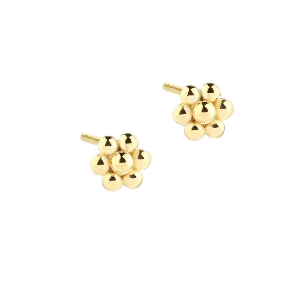 Aqua Dulce Mini Lots of Flowers earrings gold-plated, small flower-shaped earrings in a shiny gold look. Model 5674-1