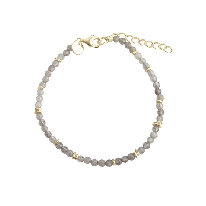 Aqua Dulce New Folio Bracelet in gold-plated, fine bracelet with gray stones and gold-coloured details. Model 6695-1