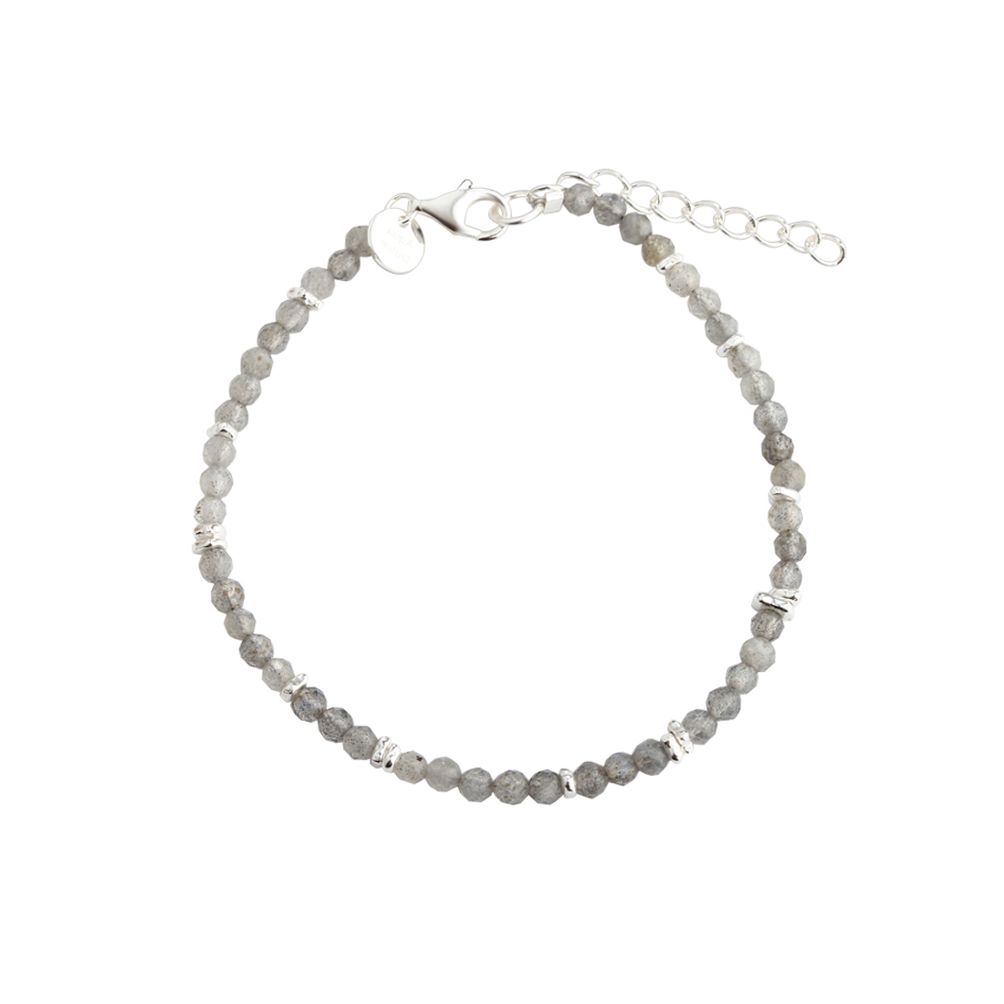 Aqua Dulce New Folio bracelet in silver with gray faceted pearls and discreet silver details, Model 6694-1