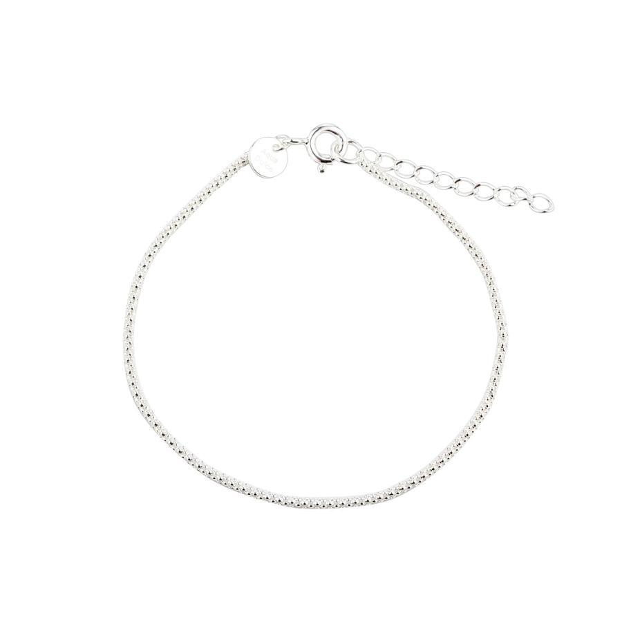 Aqua Dulce Popcorn bracelet silver in thin chain design with adjustable closure on white background. Model 6011-6011-1