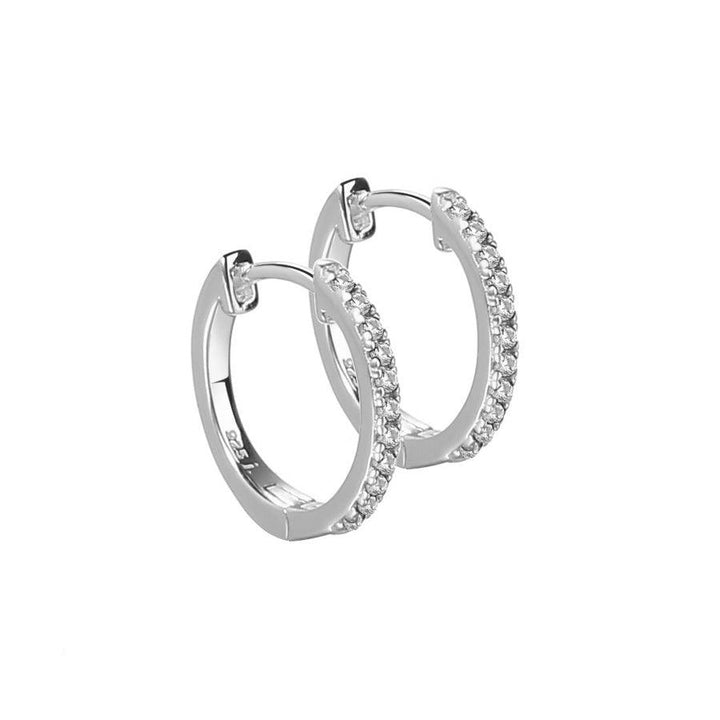 Aqua Dulce Raya Creole Silver, elegant creoles in silver with shiny stones, model 4545-4545-1.