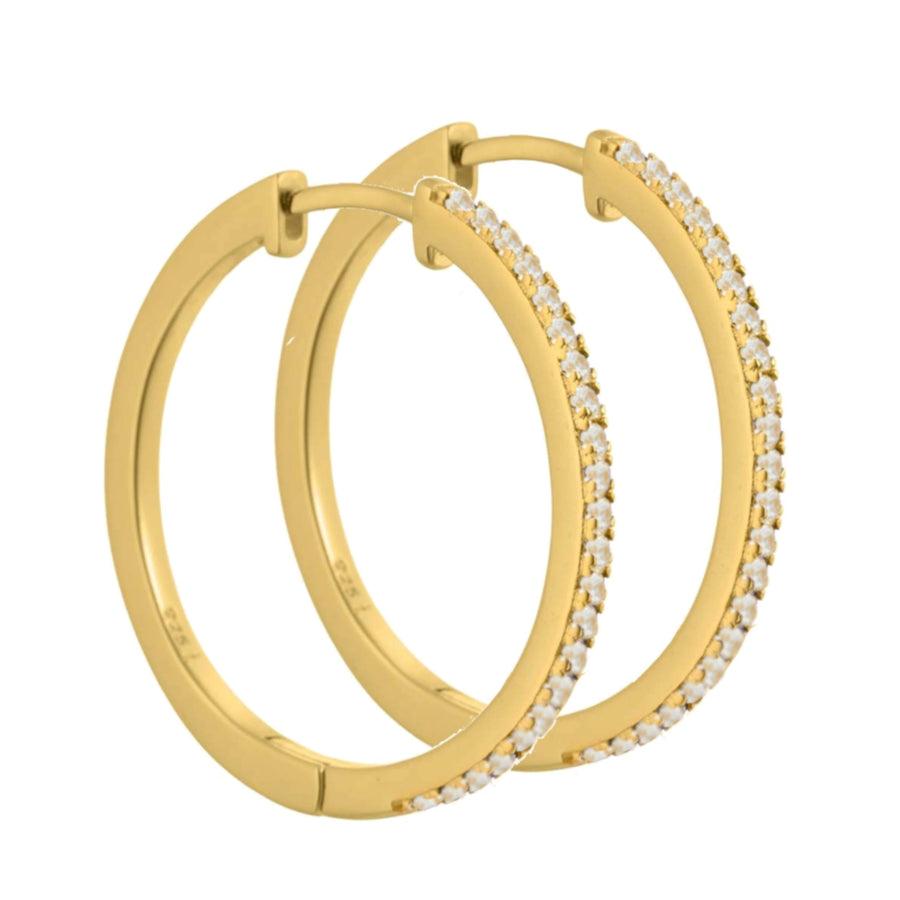 Aqua Dulce Raya Creol Silver-plated, elegant gold earrings with clear stones, Model 4550-4550-1