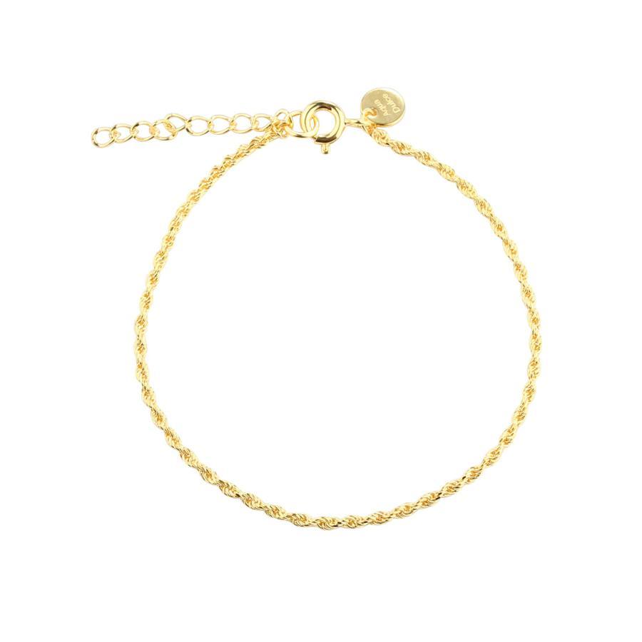 Aqua Dulce Rope Bracelet gold-plated with twisted chain pattern and adjustable closure, Model 6016-6016-1