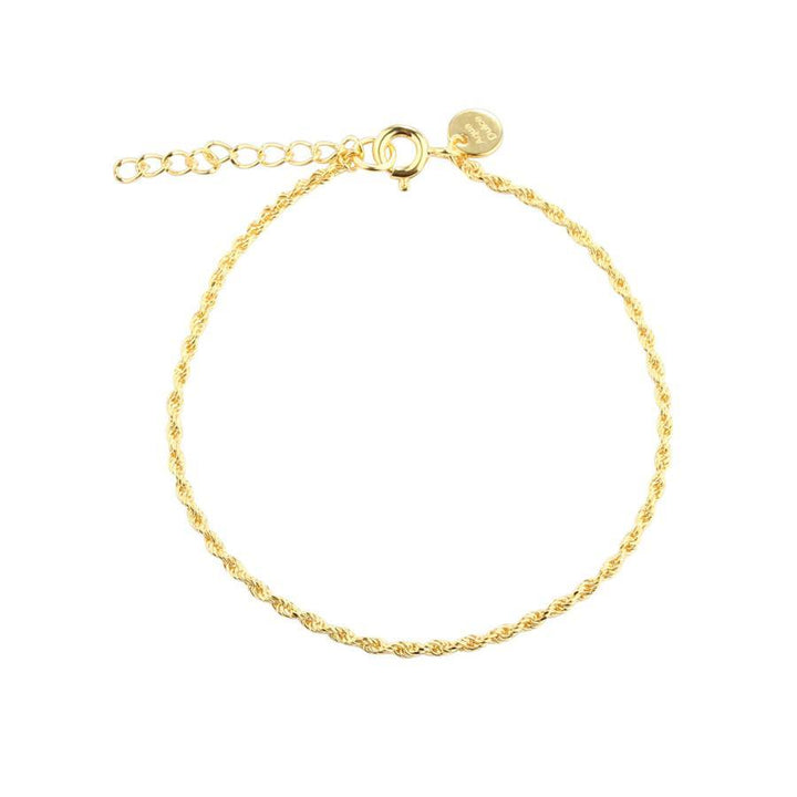 Aqua Dulce Rope Bracelet gold-plated with twisted chain pattern and adjustable closure, Model 6016-6016-1