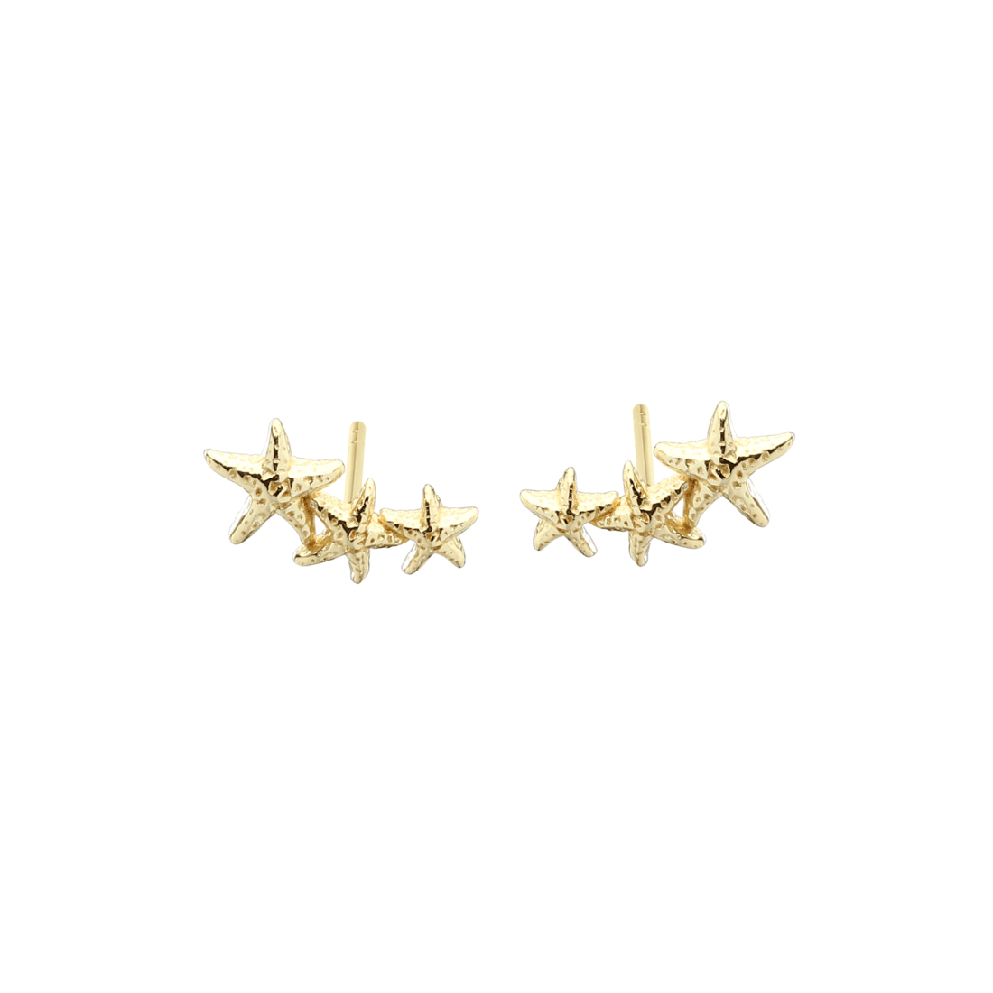Aqua Dulce Stella Up earrings in gold-plated silver, with three small star-shaped details. Model 6156-1