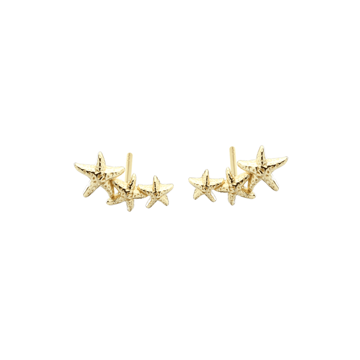 Aqua Dulce Stella Up earrings in gold-plated silver, with three small star-shaped details. Model 6156-1