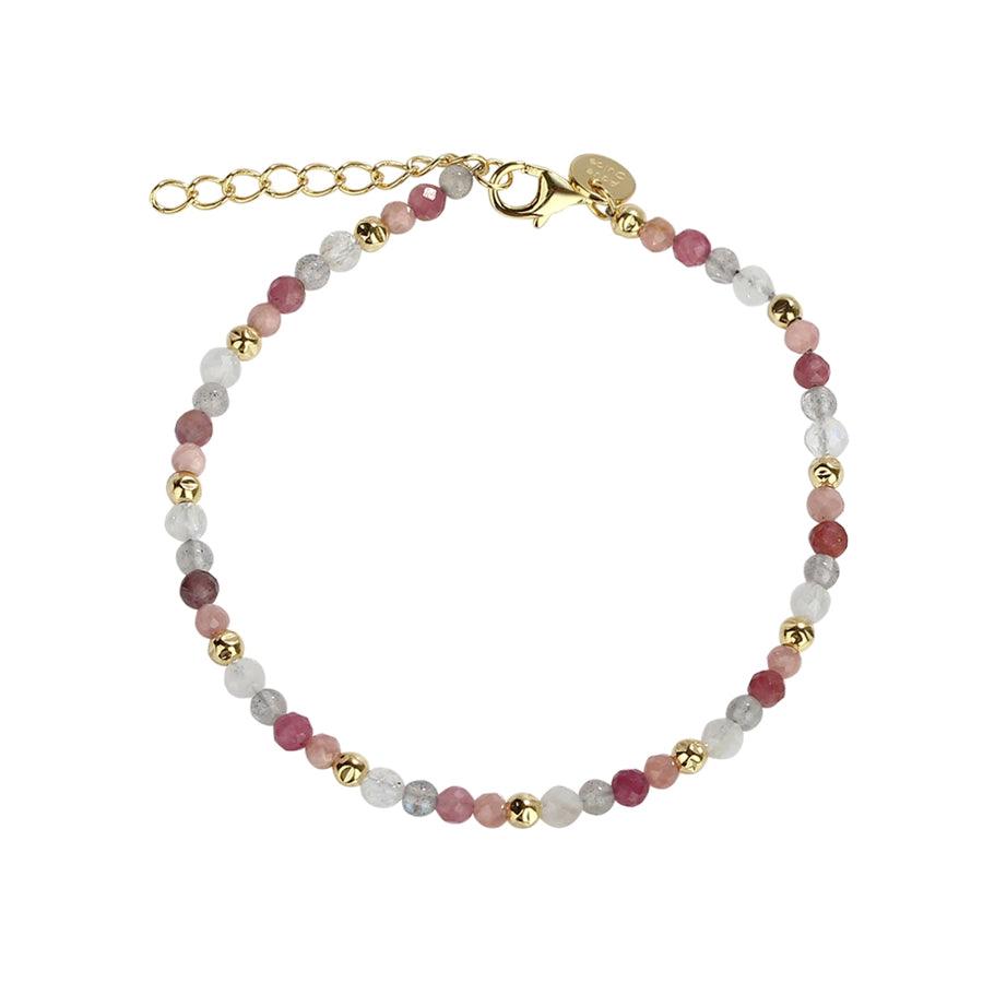 Aqua Dulce SUN Bracelet shows a delicate pearl bracelet in pink, white and gold colored pearls. Model 4556-4556-1