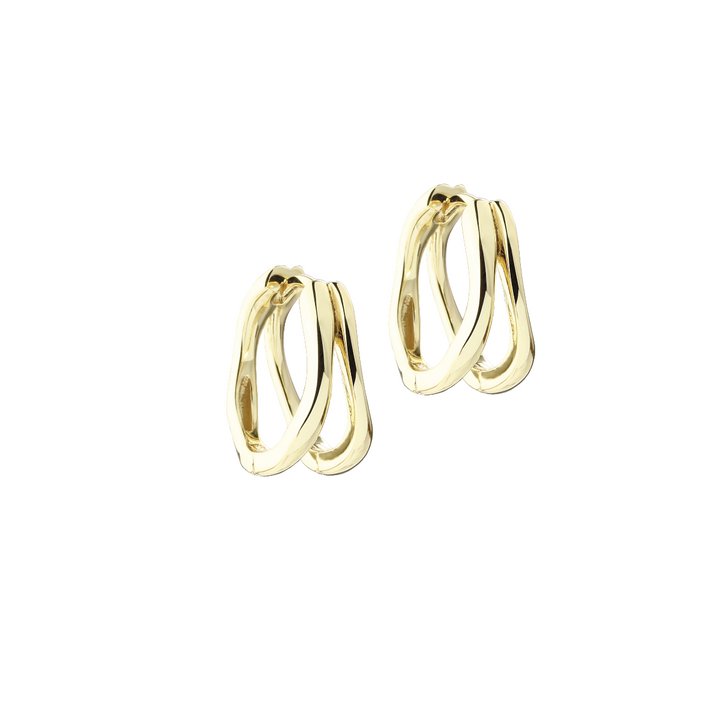 Aqua Dulce Sunella Simple Hoop in gold-plated, shiny surface and wavy design. Model 6510-1