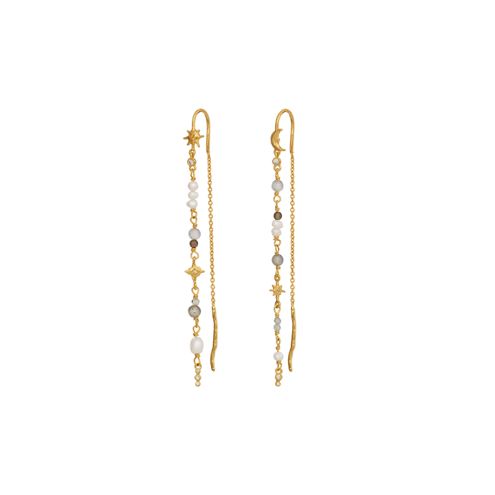 Maanesten Asya Gold-Plated Dangle Earrings with Pearls and Stones – 10206A