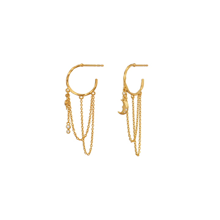 Maanesten Bjork Gold-Plated Earrings with Moon & Shooting Star – 10203A