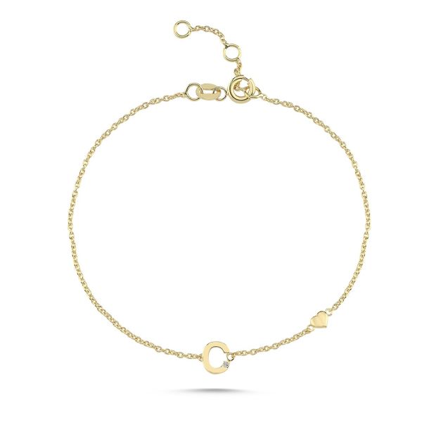 Nuran Bogstav Armbånd A-W – 14 Karat Guld m. Diamant – produktbillede 3