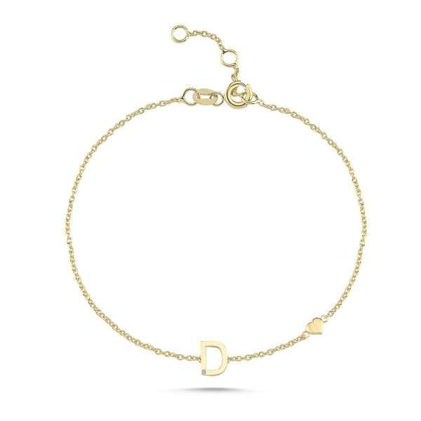 Nuran Bogstav Armbånd A-W – 14 Karat Guld m. Diamant – produktbillede 4