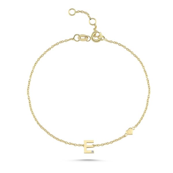 Nuran Bogstav Armbånd A-W – 14 Karat Guld m. Diamant – produktbillede 5