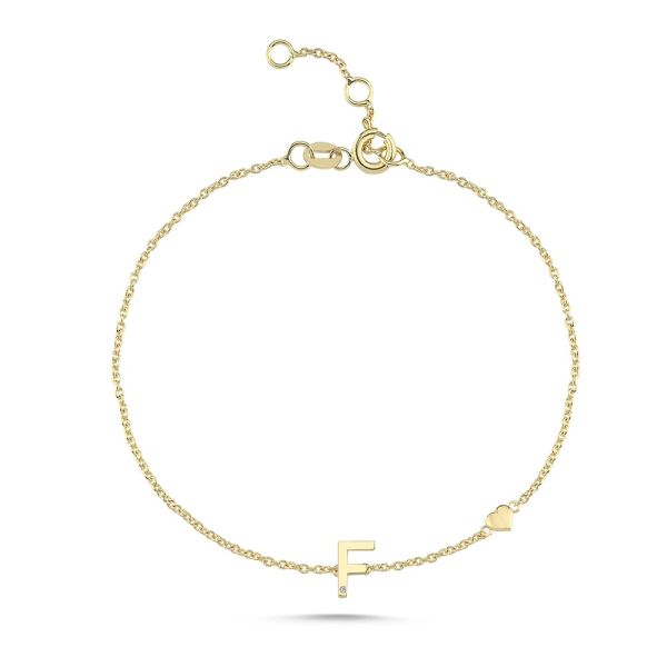 Nuran Bogstav Armbånd A-W – 14 Karat Guld m. Diamant – produktbillede 6