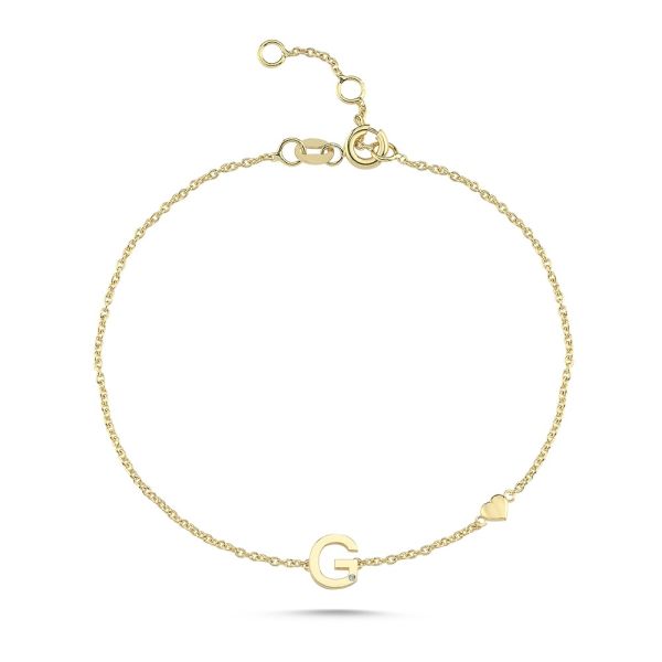 Nuran Bogstav Armbånd A-W – 14 Karat Guld m. Diamant – produktbillede 7