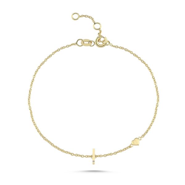 Nuran Bogstav Armbånd A-W – 14 Karat Guld m. Diamant – produktbillede 9